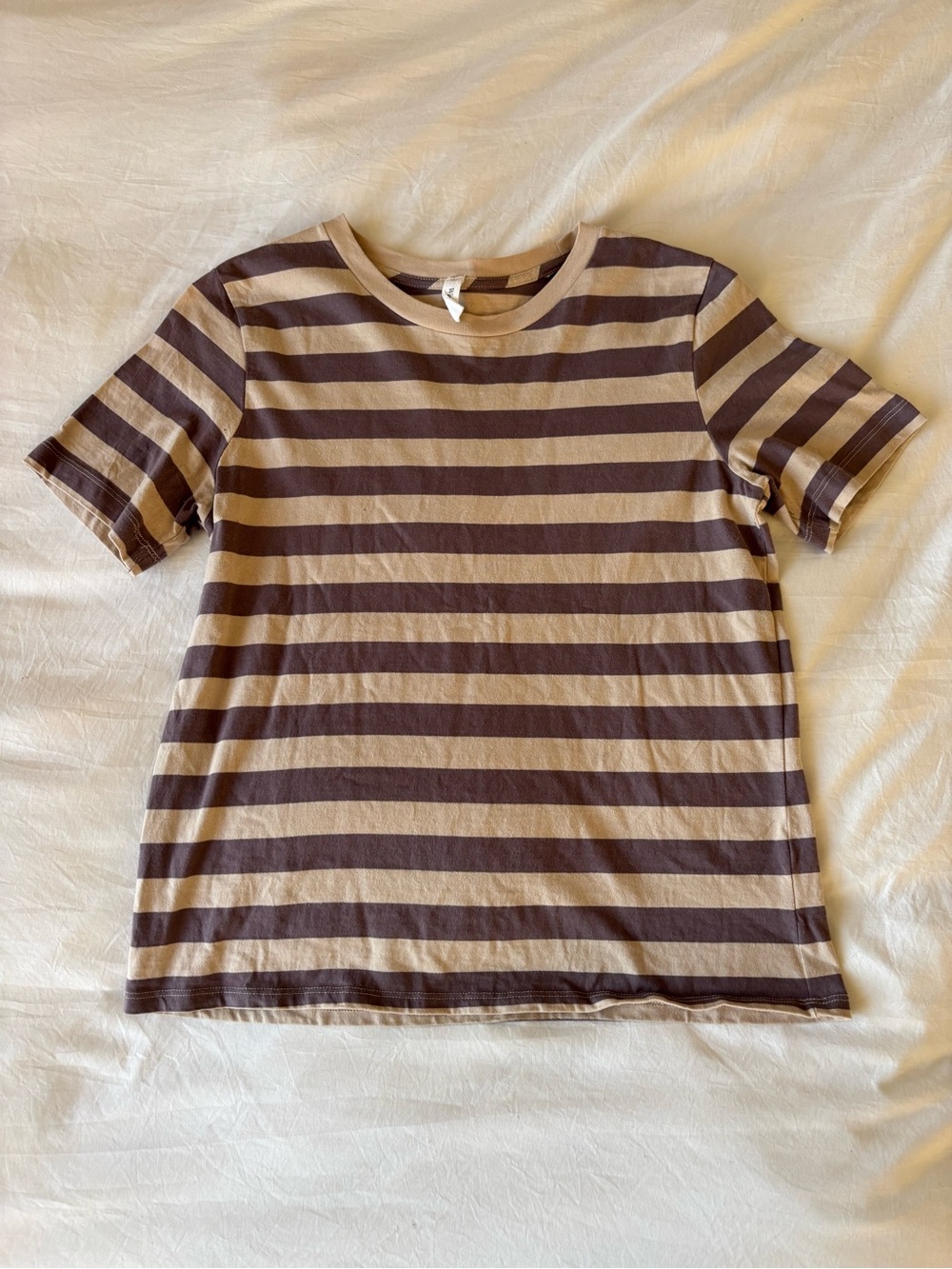 Wishlist Taupe & Cream Striped Tee Size Large